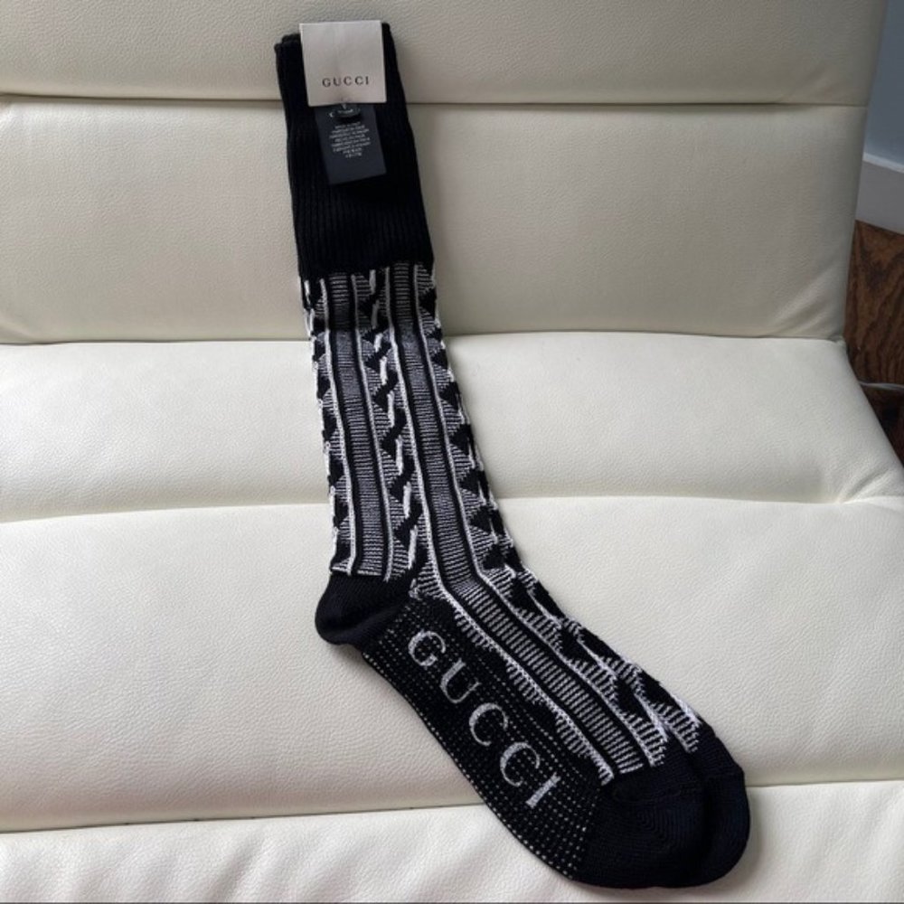 🖤🤍NWT Gucci Socks M Black White Wool - Picture 3 of 5